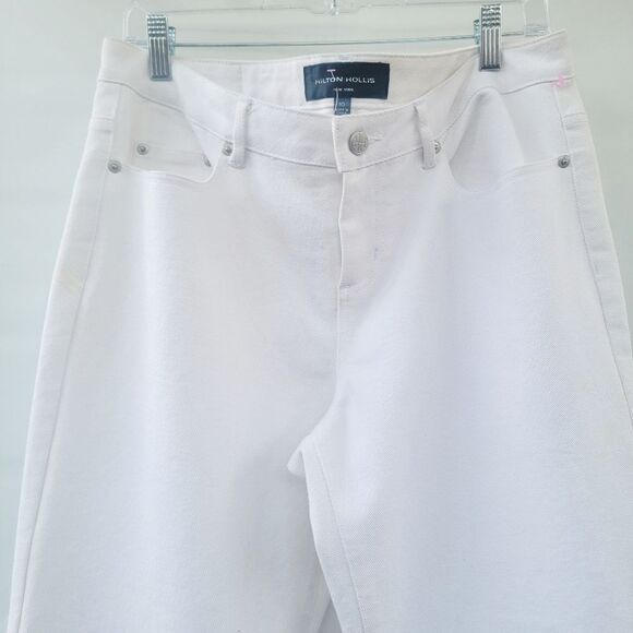 Hilton Hollis Womens 10 Minimalist White Straight Leg Mid Rise Neutral Jeans - Picture 4 of 9